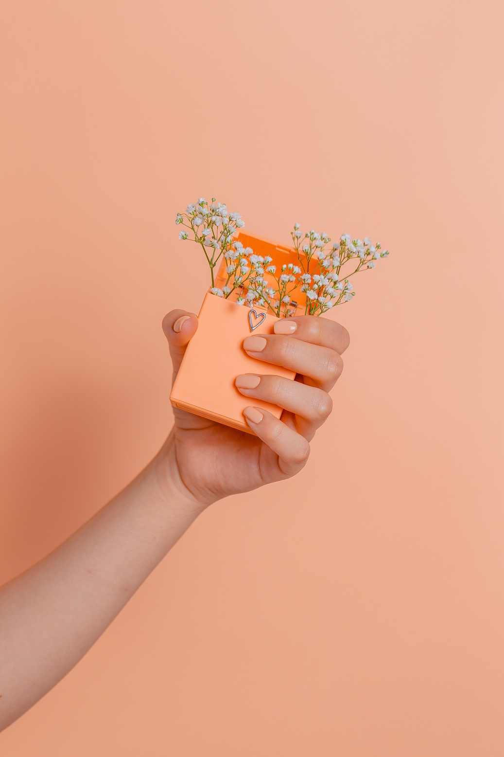 Hand Holding a Tiny Box of Flowers 